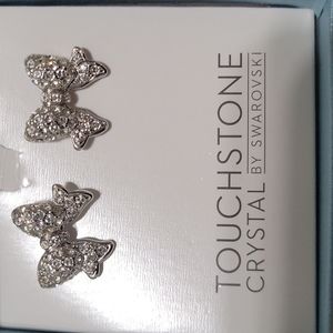 TCS pave bow earrings Swarovski